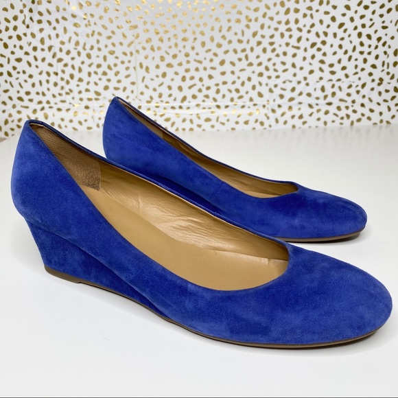 Talbots Shoes - Talbots Blue Suede Round Toe Wedges
